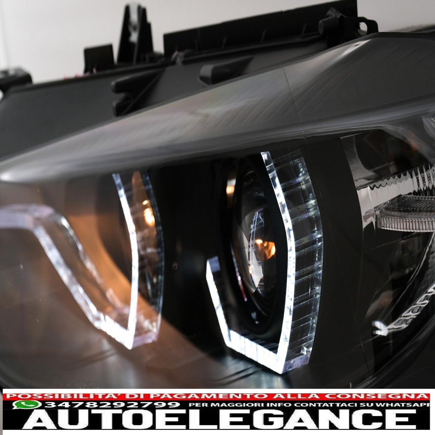 LED DRL Angel Eye headlights suitable for BMW 3 Series F30 F31 LCI Sedan Touring (2015-2019) black