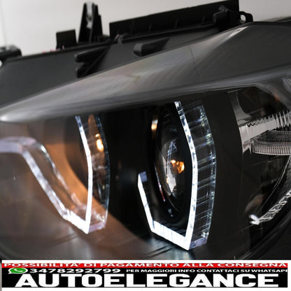 LED DRL Angel Eye headlights suitable for BMW 3 Series F30 F31 LCI Sedan Touring (2015-2019) black