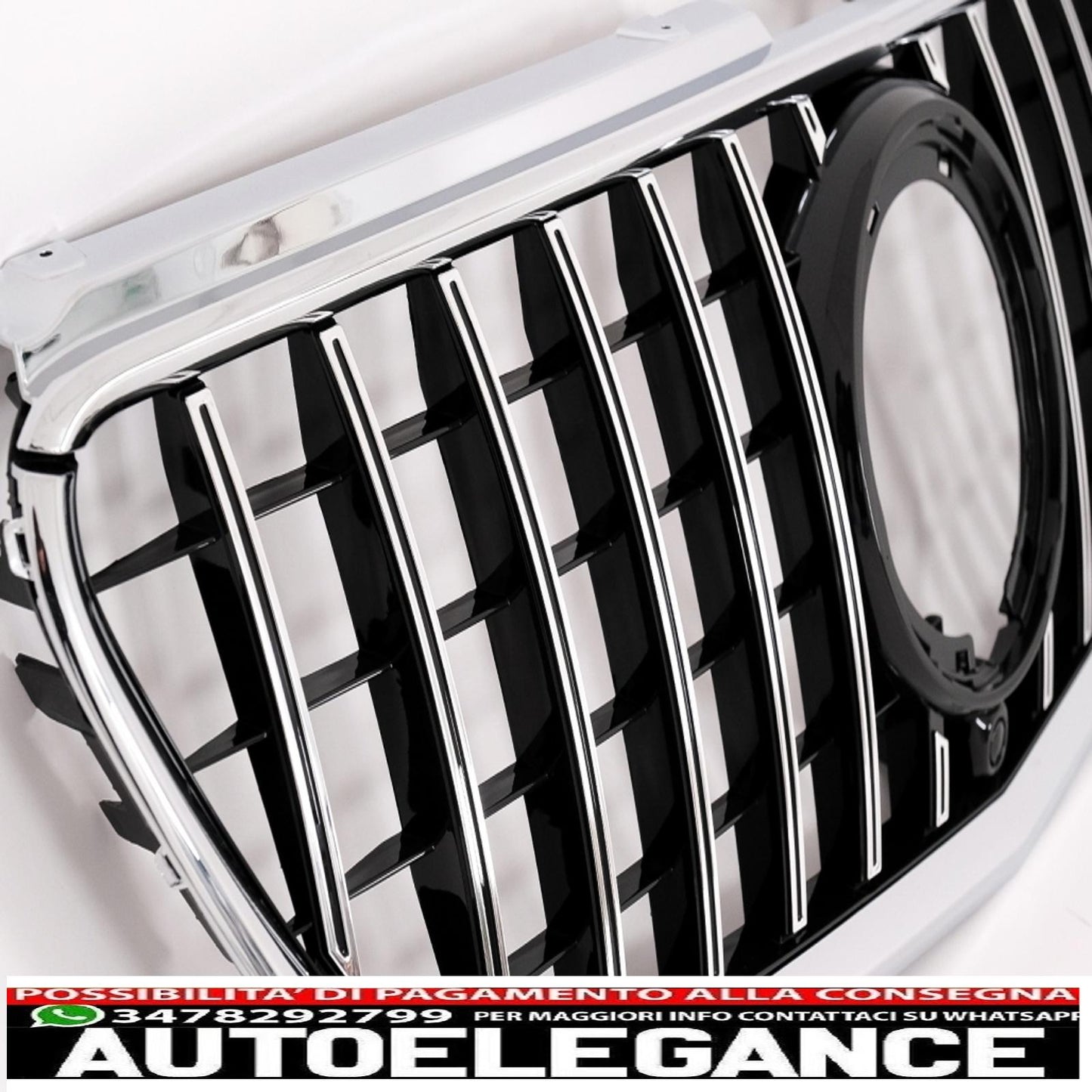central grille suitable for mercedes vito (w447) (2020 onwards) gtr design panamericana black chrome 