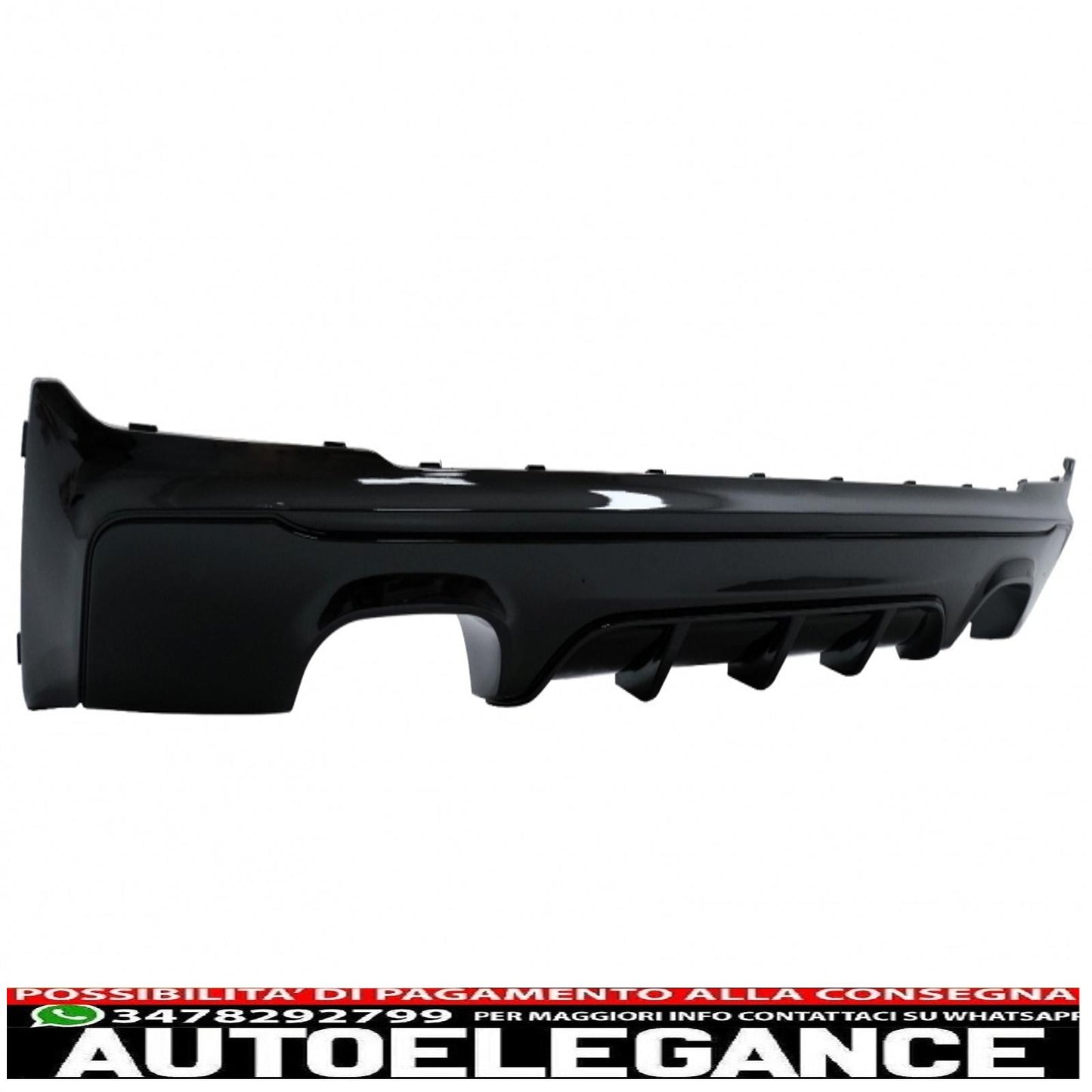 Rear Diffuser Double Outlet with Exhaust Tips Piano Black Suitable for BMW 2 Series F22 F23 (2013-) M Design 