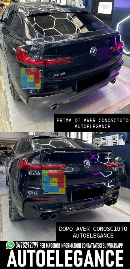 DIFFUSORE POSTERIORE+TERMINALI DI SCARICO NERI ADATTI PER BMW X4 G02 2018-2021