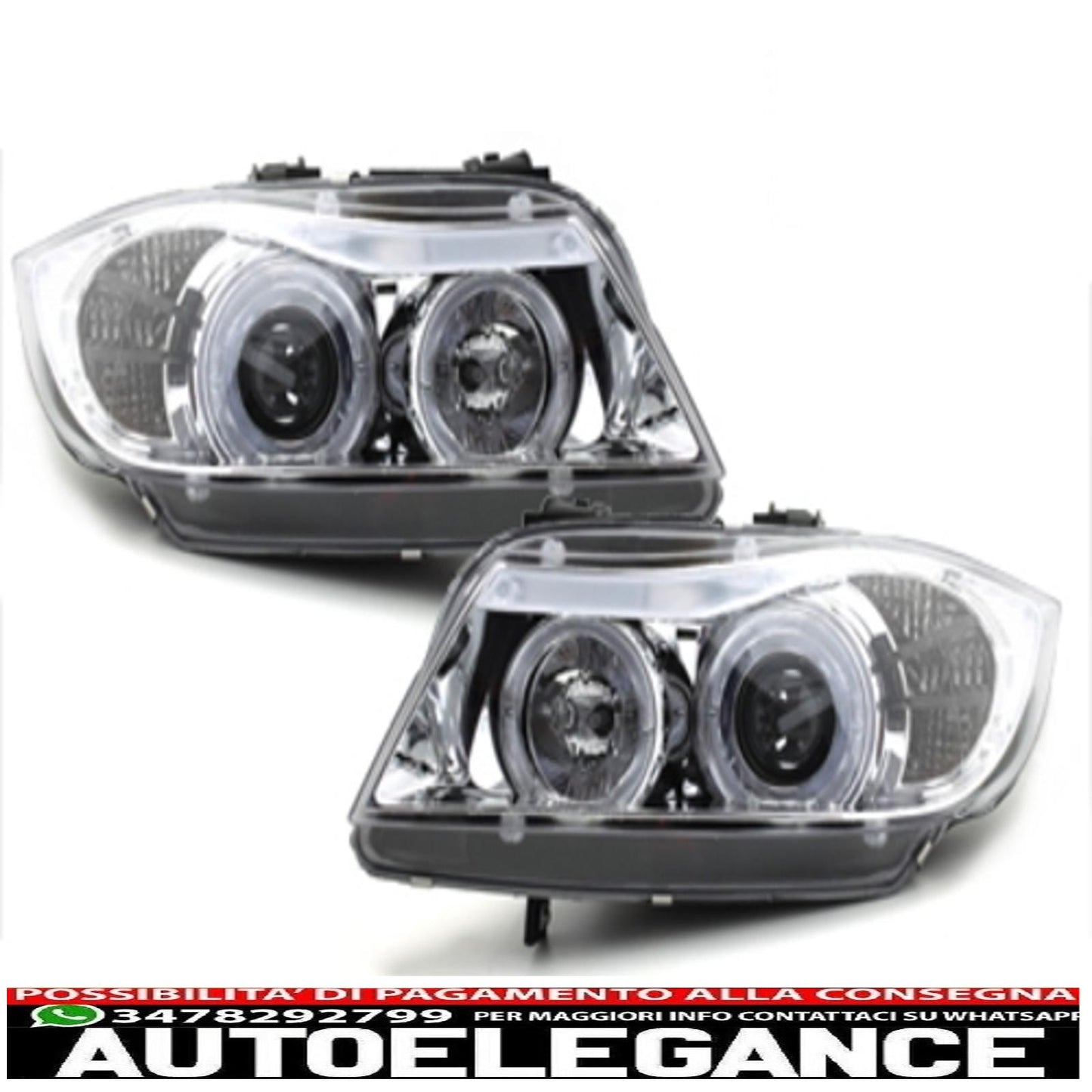 headlights suitable for bmw 3 series e90 e91 (03.2005-08.2008) angel eye 2 halo rings 