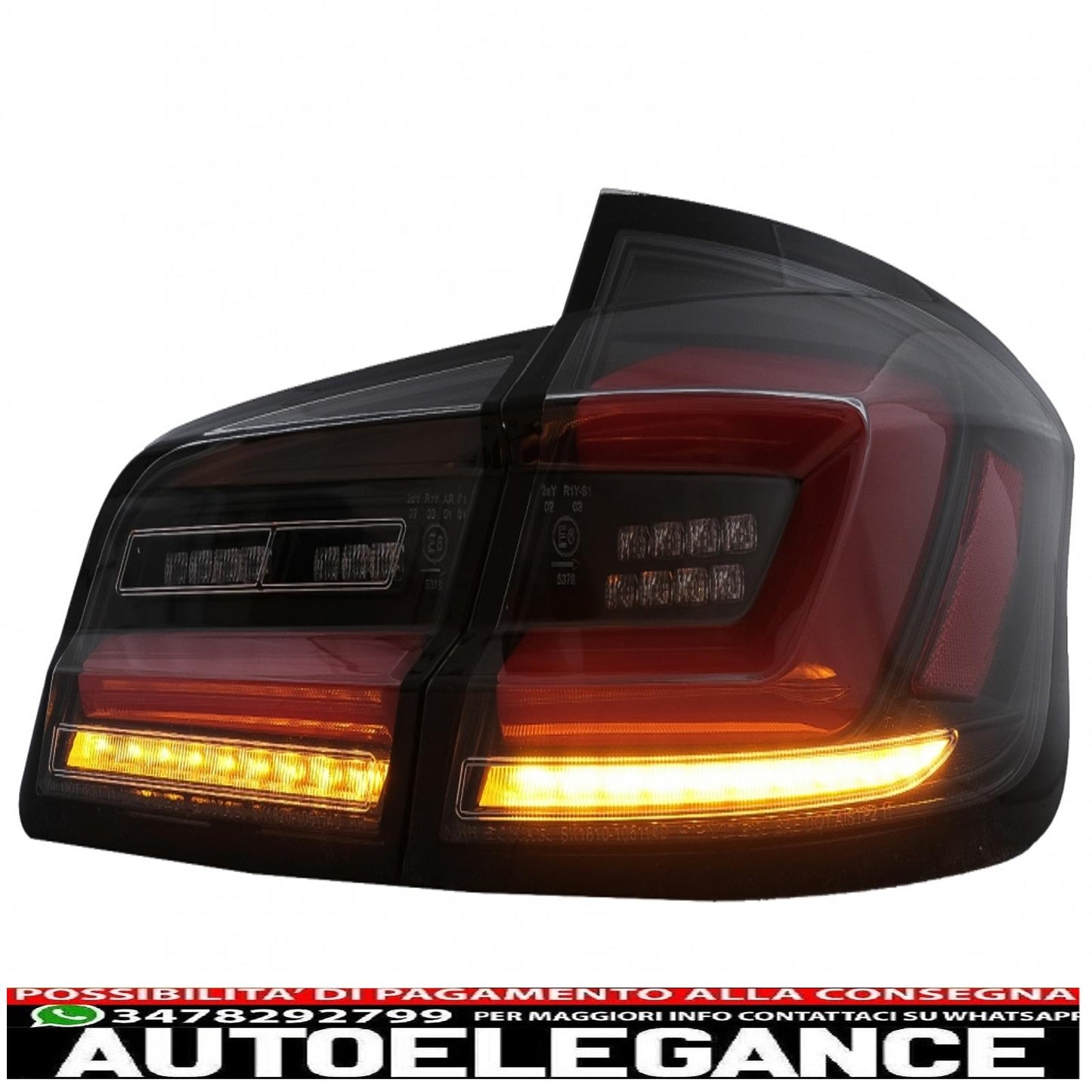 Full LED bar rear lights suitable for BMW 5 Series F10 (2011-2017) Dynamic sequential direction indicators black line