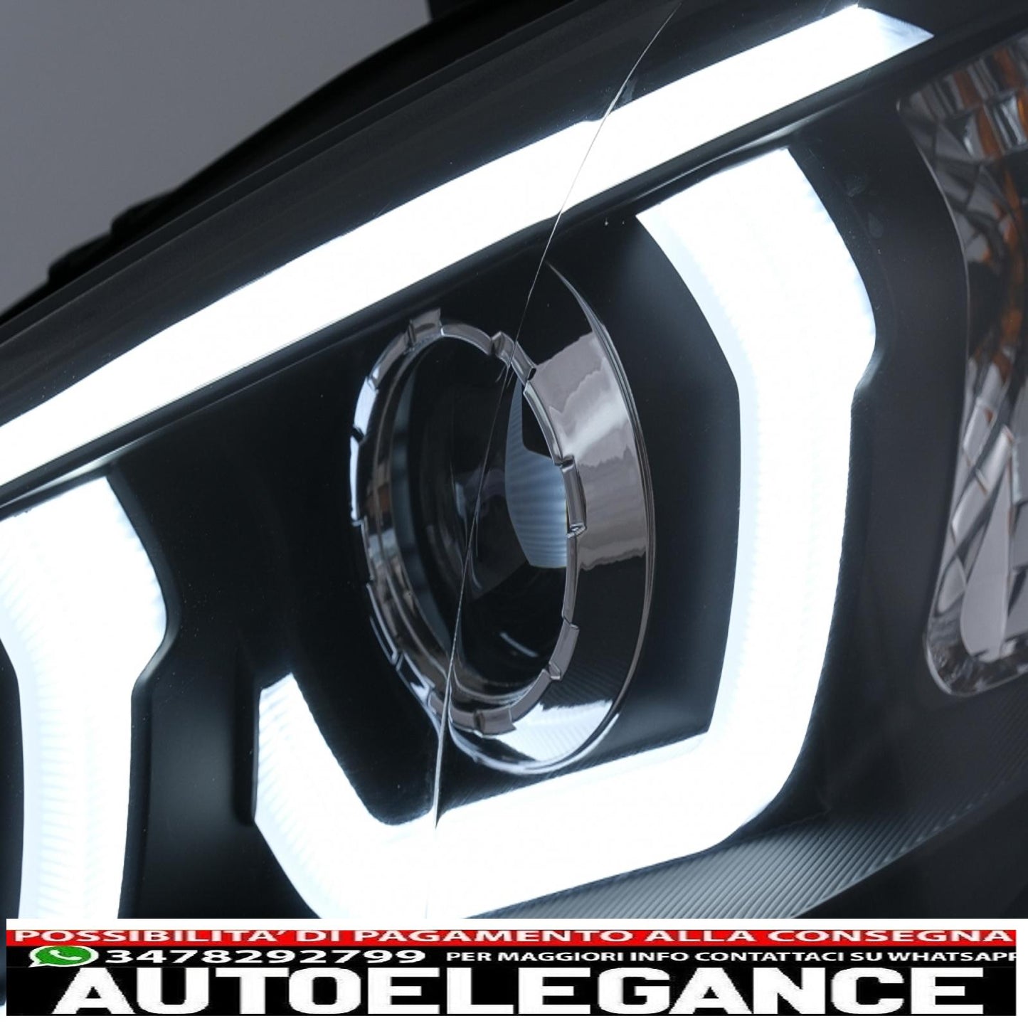 led light tube drl angel eye headlights suitable for bmw x5 e70 (2007-2010) black 