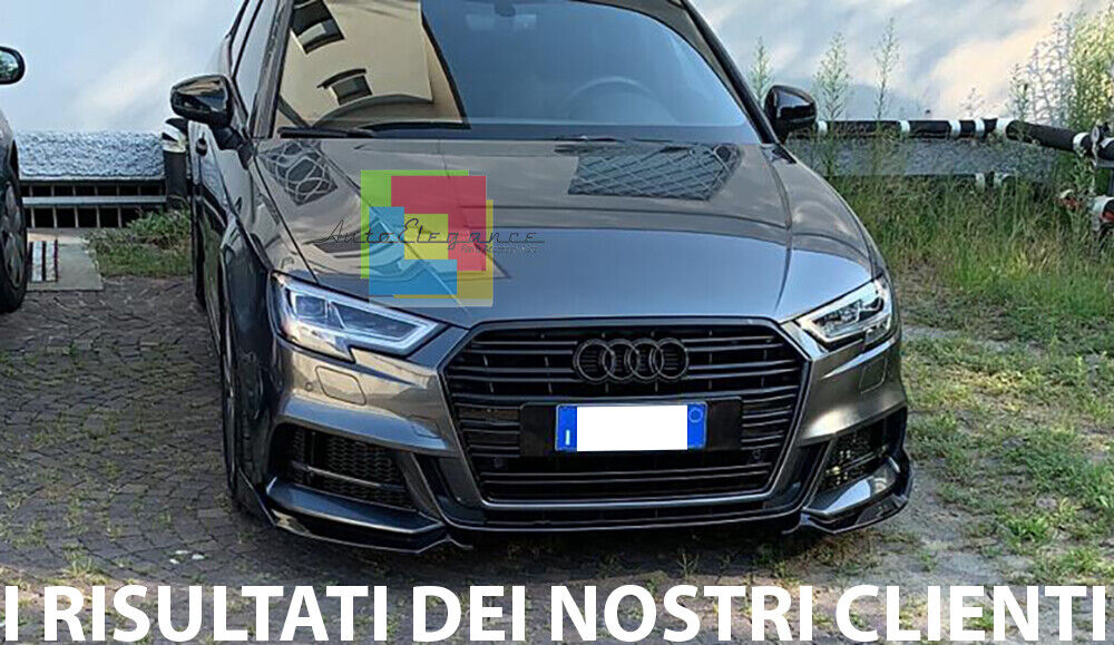 AUDI A3 8V 2012+ FACELIFT SOTTO PARAURTI ANTERIORE ABS NERO RS3 DESIGN SPLITTER AUTOELEGANCERICAMBI