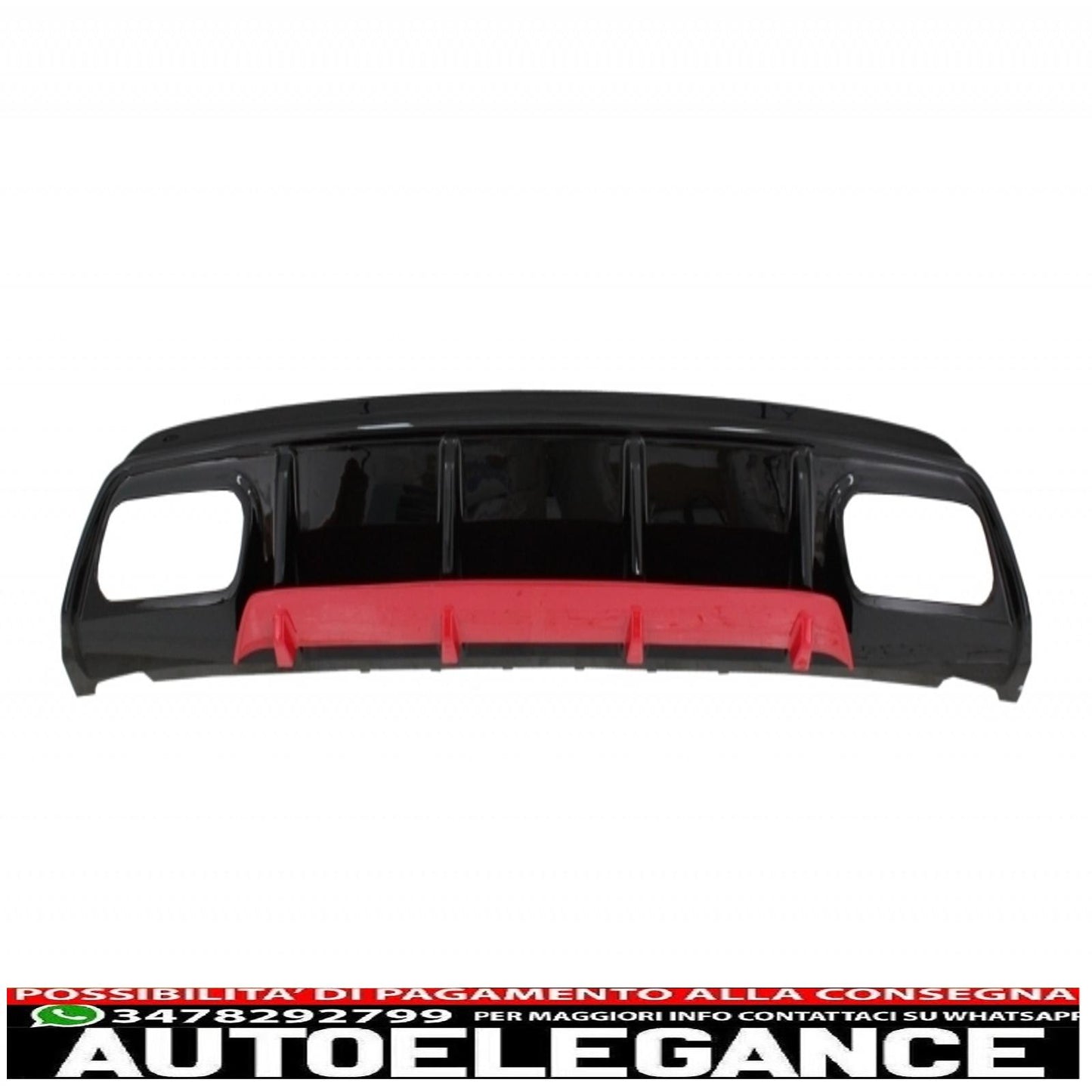 Rear bumper valance diffuser with exhaust tips suitable for mercedes w176 a class (2012-2018) a45 restyling design red edition