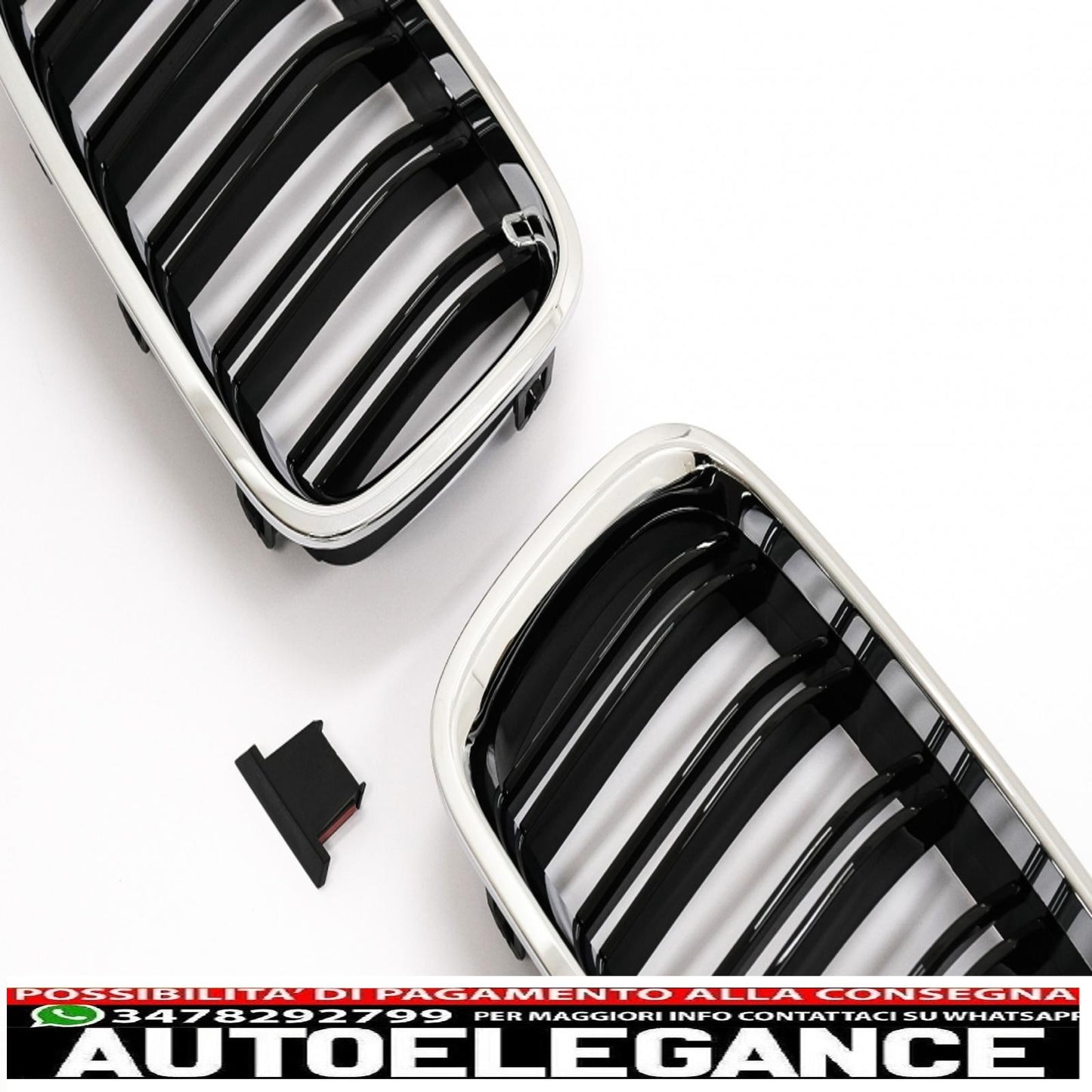 Center double kidney grille suitable for bmw 5 series f10 f11 (2010-2017) piano chrome frame double black stripe