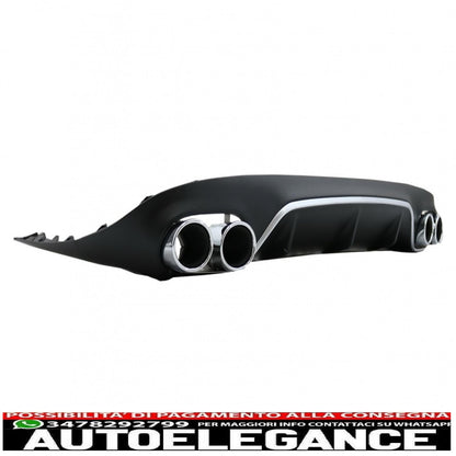 rear diffuser with exhaust tips and central grille suitable for mercedes e class c238 amg sport line (2016+) e53 design black chrome