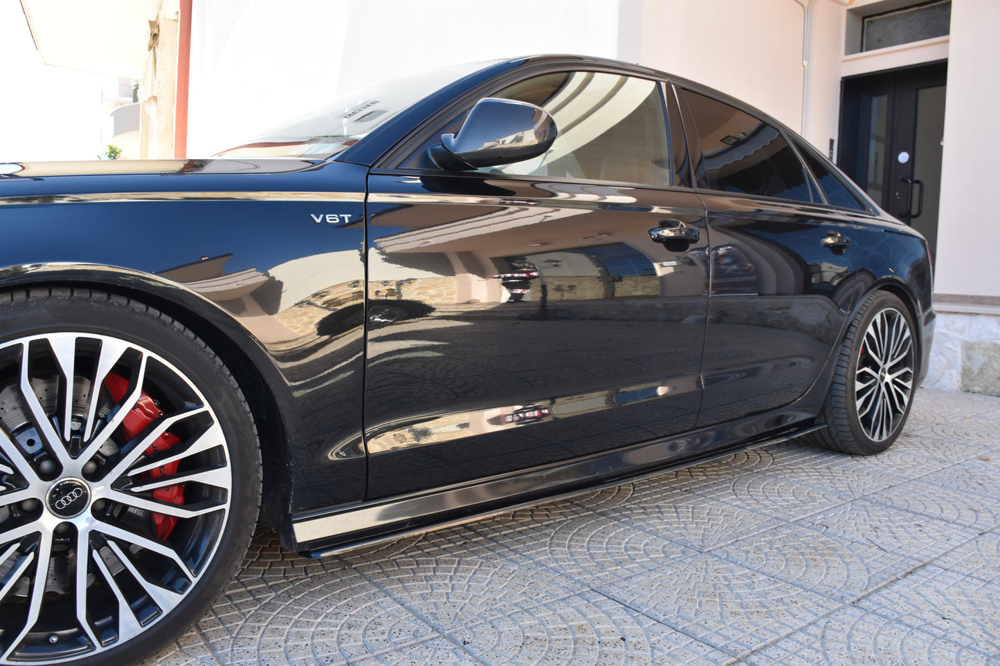 SOTTO MINIGONNE ADATTE PER AUDI A6 4G C7 LOOK NERO LUCIDO DESIGN SPORTIVO