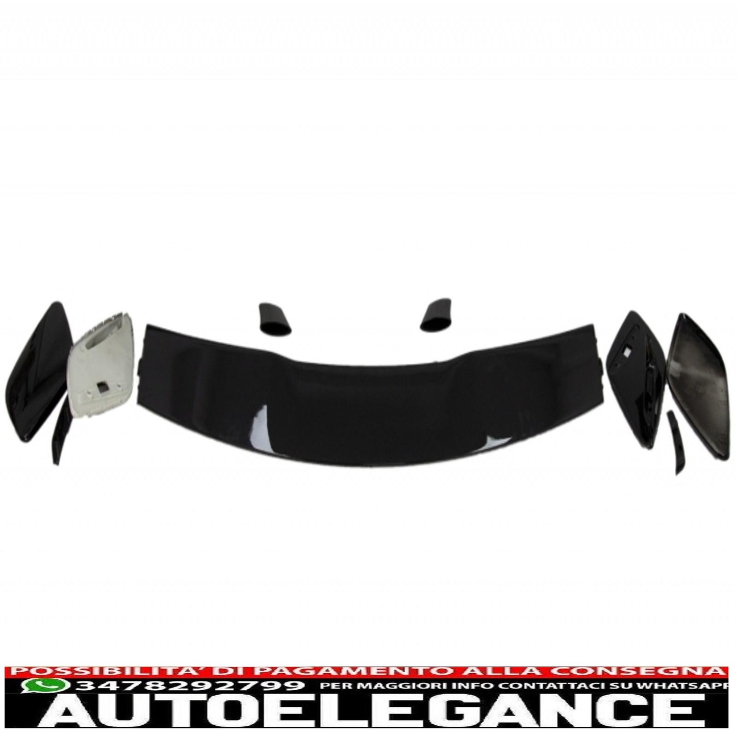 Diffusore posteriore con mantovana adatto per Mercedes W176 classe A (2012-2018) con spoiler sul coperchio del bagagliaio e splitter per paraurti posteriore, alette, design A45, restyling, nero pianoforte.