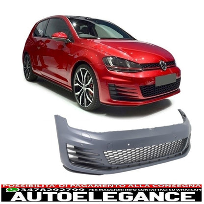 Paraurti anteriore adatto per vw golf vii golf 7 dal 2013 in poi gti look con fari 3d led dlr rossi e griglia