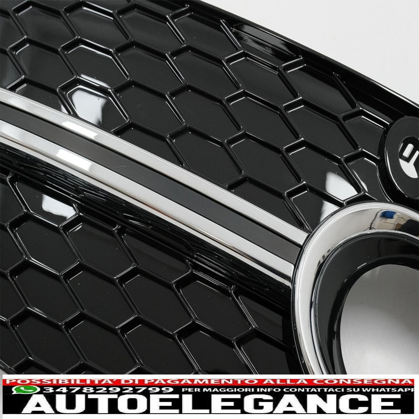 Copri fendinebbia griglie laterali adatto per Audi Q3 8U (2011-2014) RS Design Piano nero cromato AUTOELEGANCERICAMBI