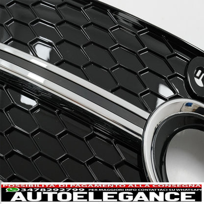 Copri fendinebbia griglie laterali adatto per Audi Q3 8U (2011-2014) RS Design Piano nero cromato AUTOELEGANCERICAMBI