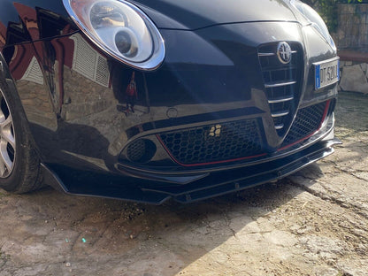 ALFA ROMEO MITO 2008+ LAMA SOTTO PARAURTI ANTERIORE NERO LUCIDO IN ABS SPLITTER AUTOELEGANCERICAMBI