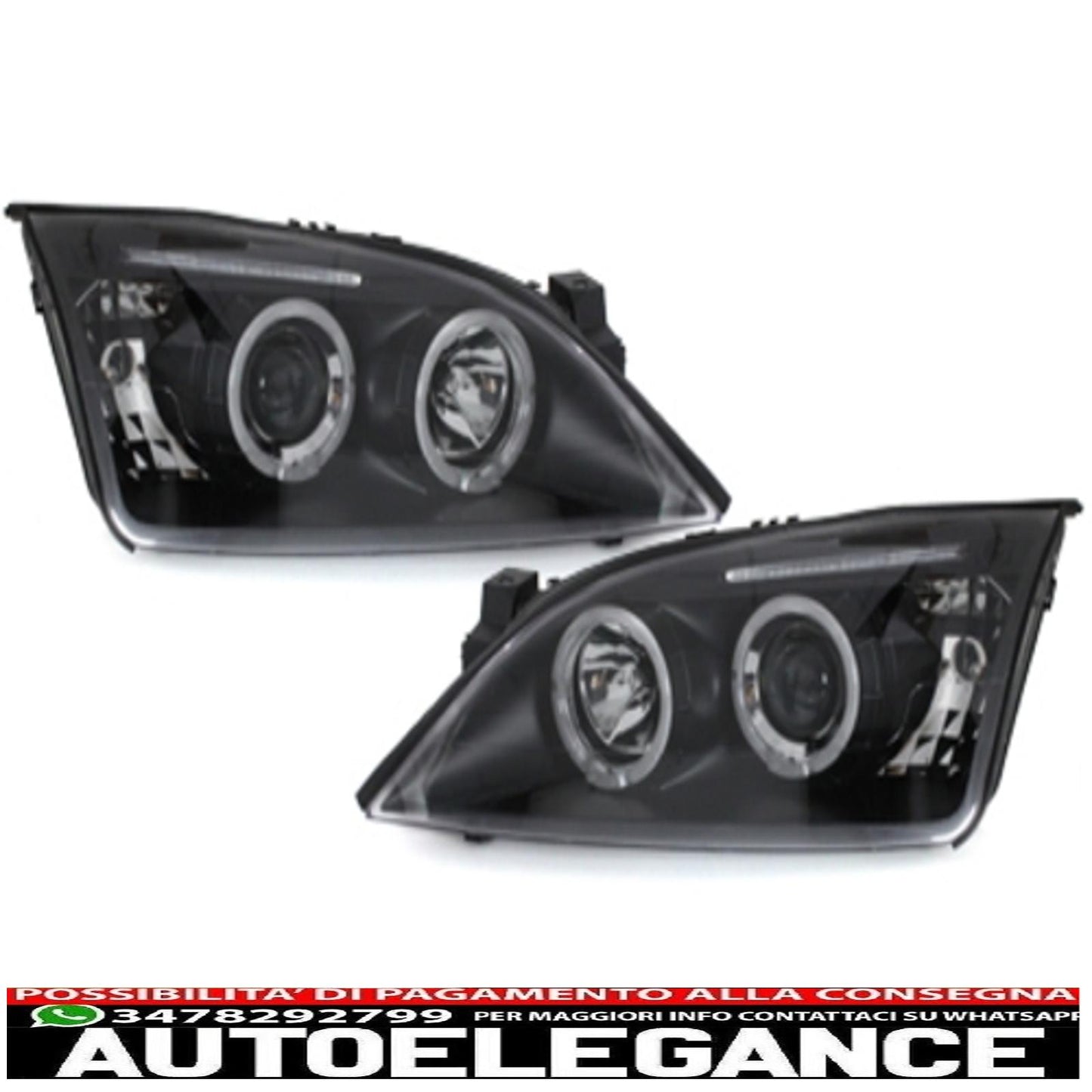 Angel Eyes Headlights suitable for Ford Mondeo MK3 (2000-2007) Black 