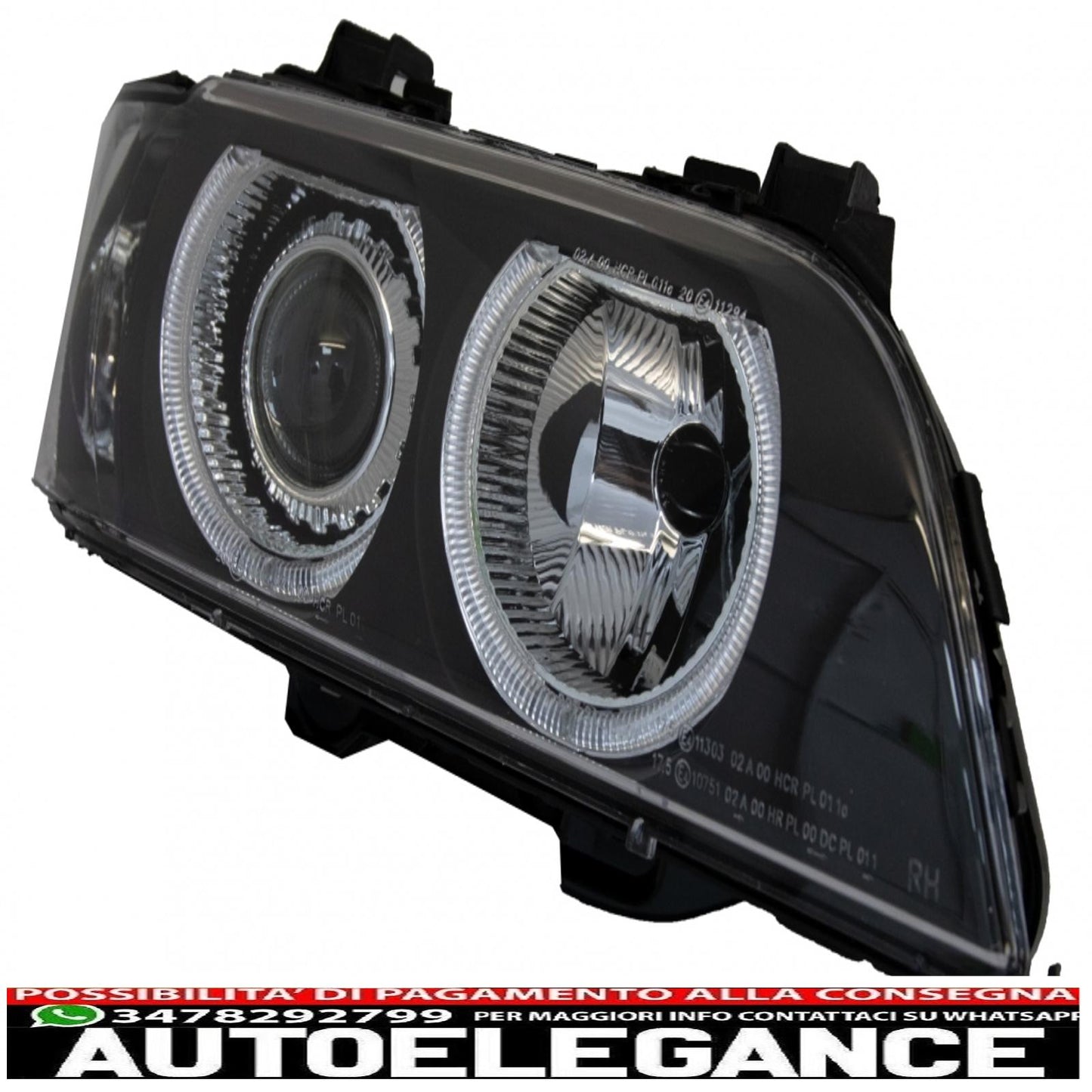 angel eye headlights suitable for bmw 5 series e39 (1996-2003) restyling design black chrome edition 