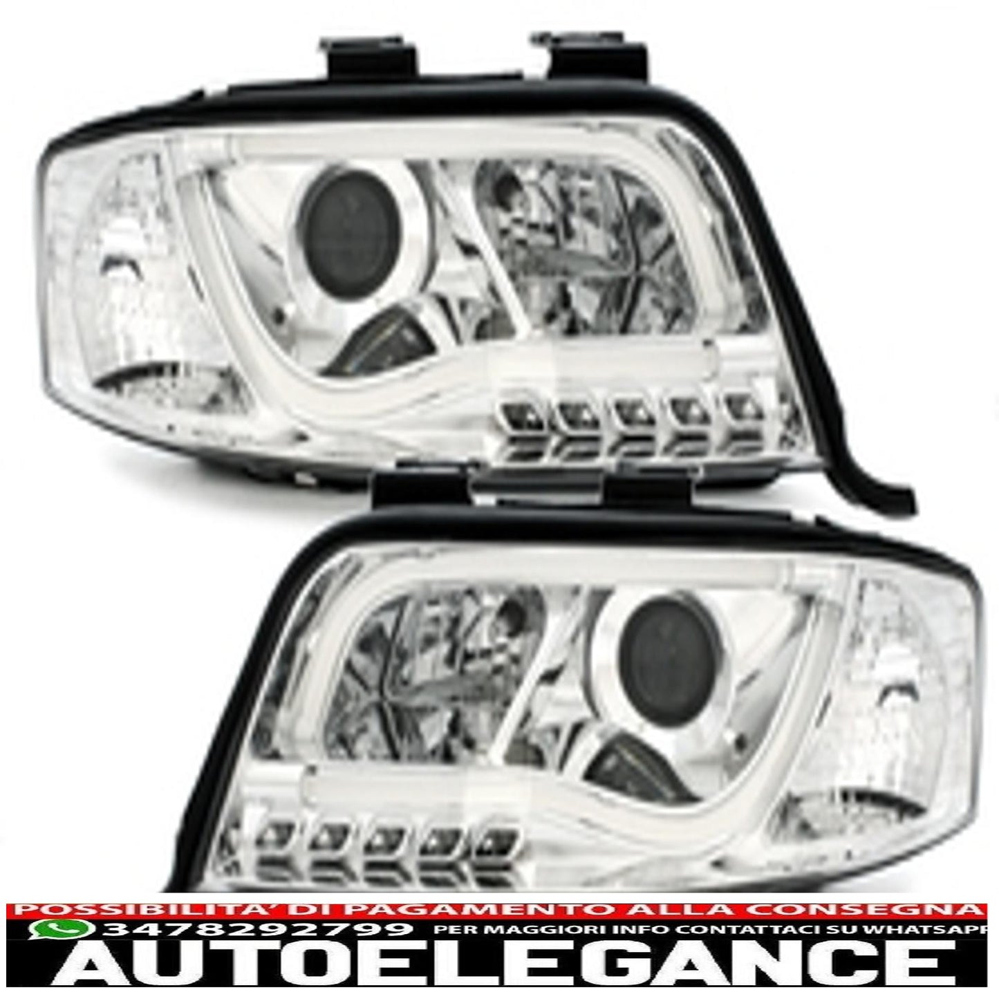 headlights suitable for audi a6 4b restyling 01-04 chrome 