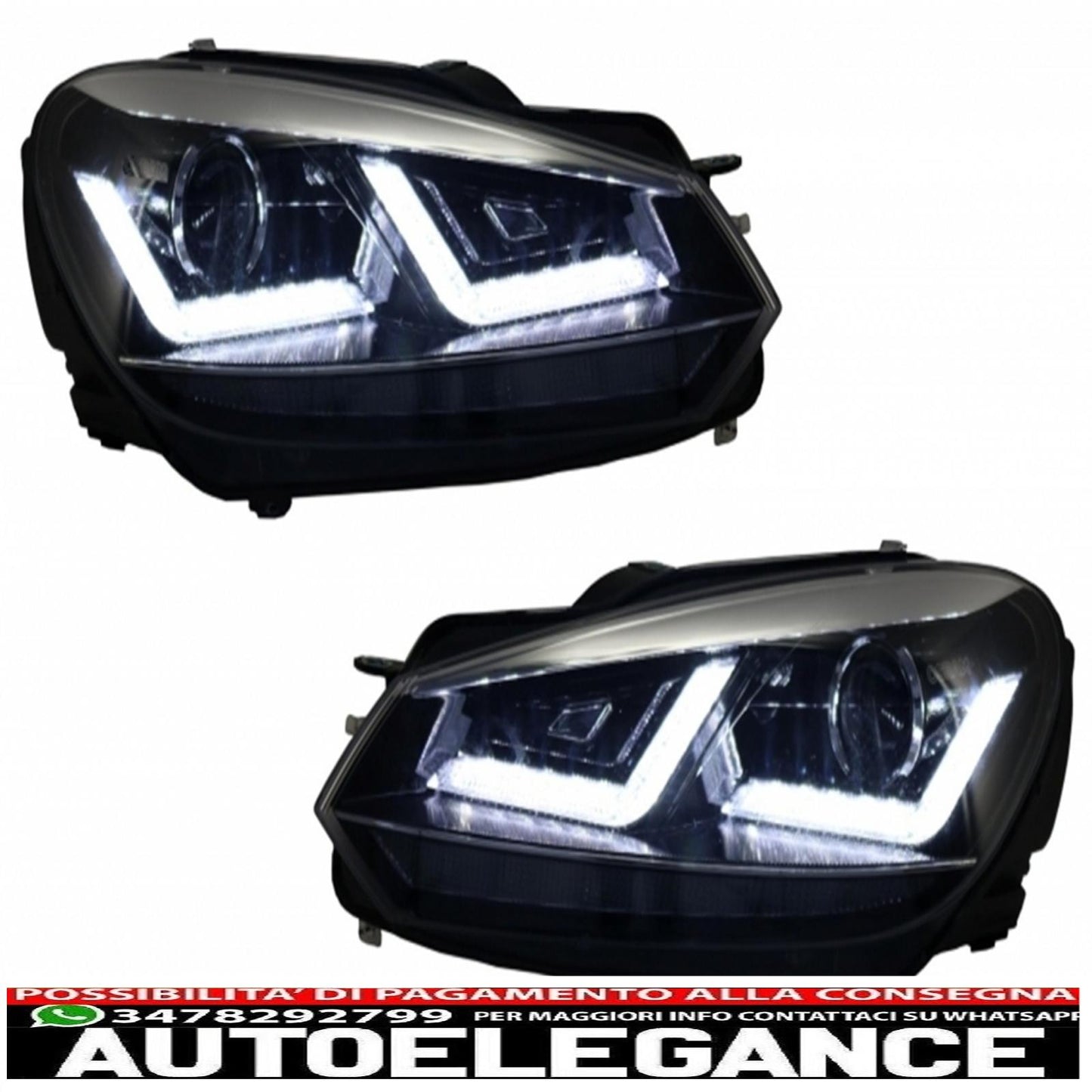 griglia anteriore adatta per vw golf vi (2008-2012) con fari allo xeno osram luci di svolta sequenziali dinamiche a led cromate design r20