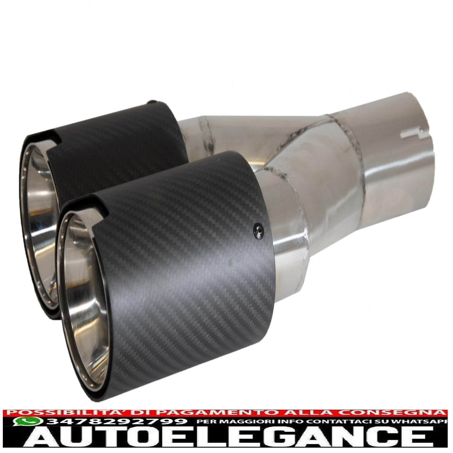 Universal Exhaust Tip Carbon Fiber Matte Finish Left Inlet 6cm / 2.36inch