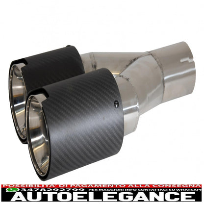 Universal Exhaust Tip Carbon Fiber Matte Finish Left Inlet 6cm / 2.36inch