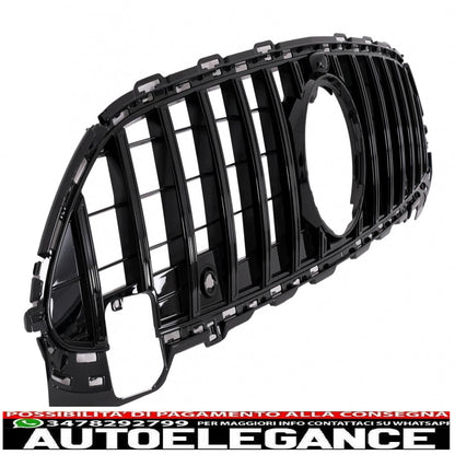 front grille suitable for mercedes c-class w206 sedan s206 t-modell (2021-up) gt-r design panamericana black