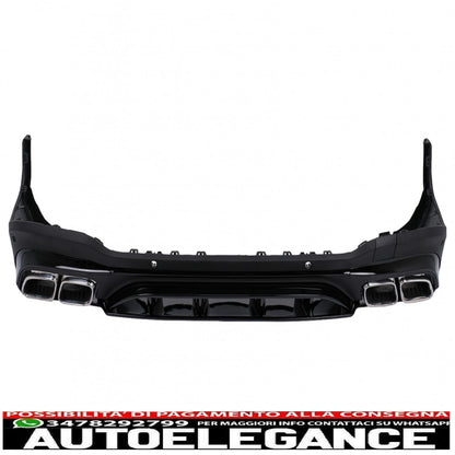 diffusore posteriore con terminali di scarico color argento, adatto per mercedes glc suv x253 facelift (2020-up) design glc63