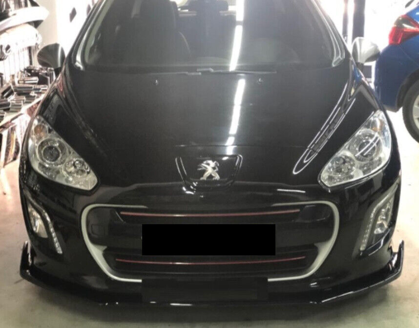 PEUGEOT 308 MK1 LAMA SOTTO PARAURTI ANTERIORE IN ABS LOOK SPORTIVO NERO LUCIDO -