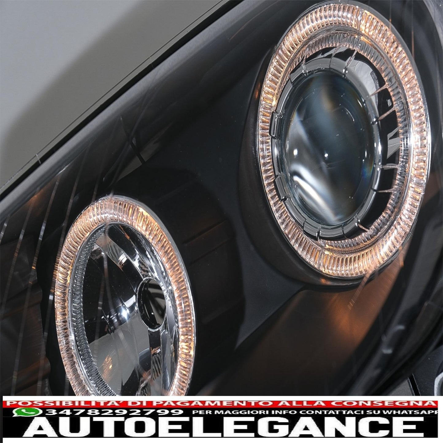 headlights suitable for vw passat b6 3c (03.2005-2010) 2 black halo rims 