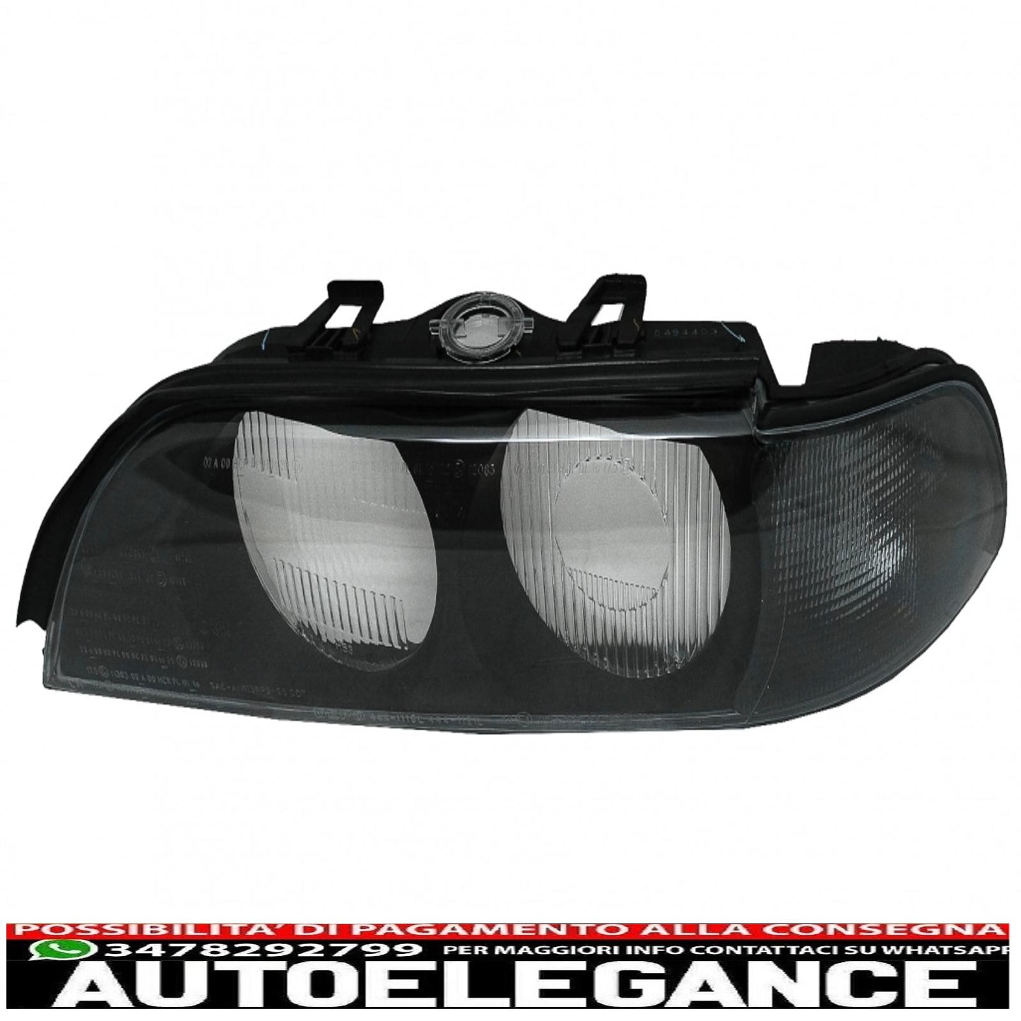 Smoke grey right and left side headlight lens suitable for bmw 5 series e39 (1995-2000)
