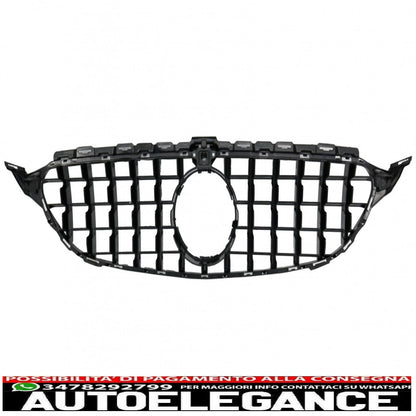 front grille suitable for mercedes c class w205 s205 a205 c205 (2014-2018) gt-r design panamericana chrome with 360 camera 