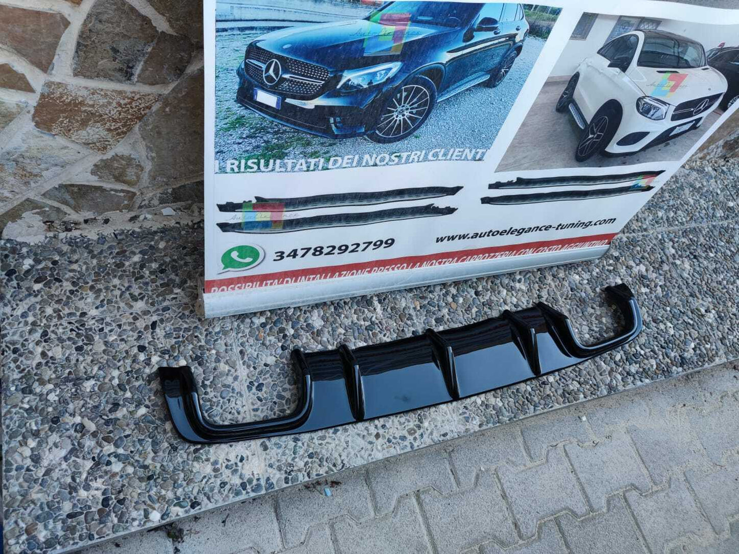 M5 LOOK DIFFUSER BMW 5 SERIES E39 UNDER BUMPER GLOSSY BLACK ABS 0116