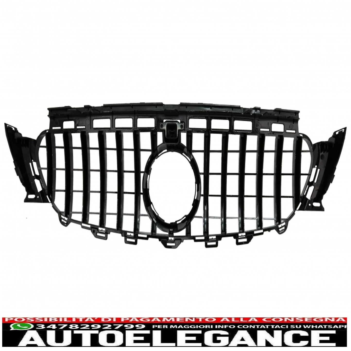 central grille suitable for mercedes e class w213 s213 c238 a238 (2016-2019) gt-r panamericana design black chrome