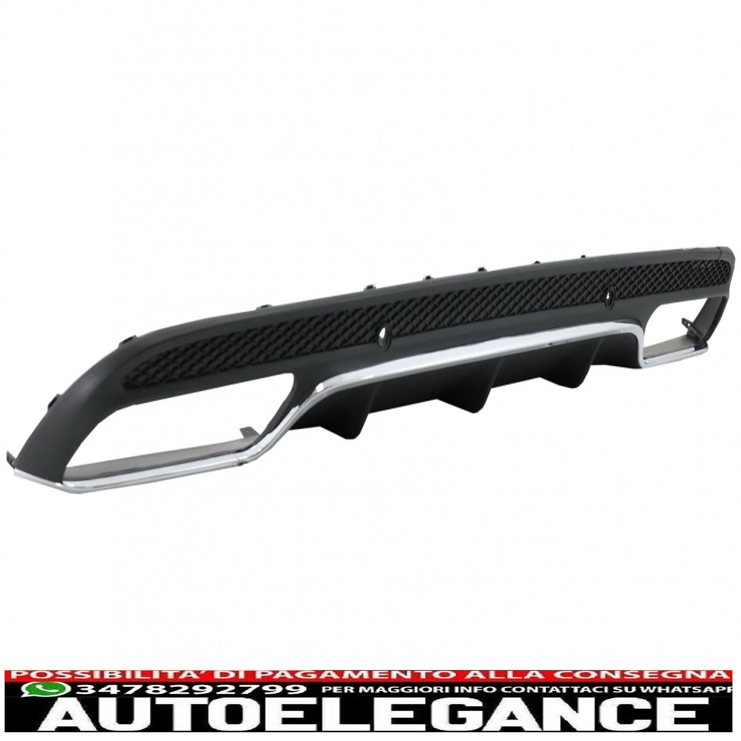 diffusore paraurti posteriore adatto per mercedes classe c w205 s205 (2014-2020) design c63 con terminali di scarico neri solo per pacchetto sportivo