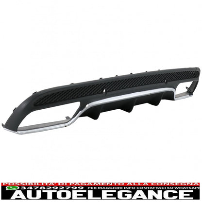 diffusore paraurti posteriore adatto per mercedes classe c w205 s205 (2014-2020) design c63 con terminali di scarico neri solo per pacchetto sportivo