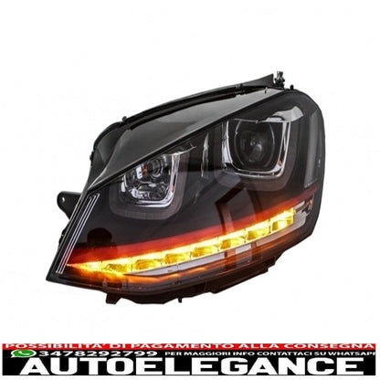 3d led drl headlights suitable for vw golf 7 vii (2012-2017) red r20 gti look led cornering lights 