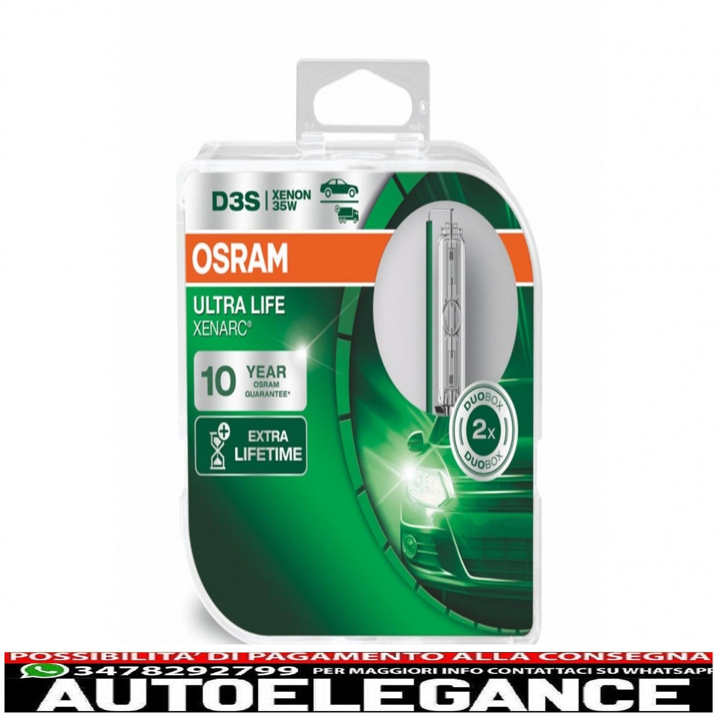 osram xenarc ultra life d3s lampada allo xeno 66340ult-hcb 35w hardcore box (2 unità)