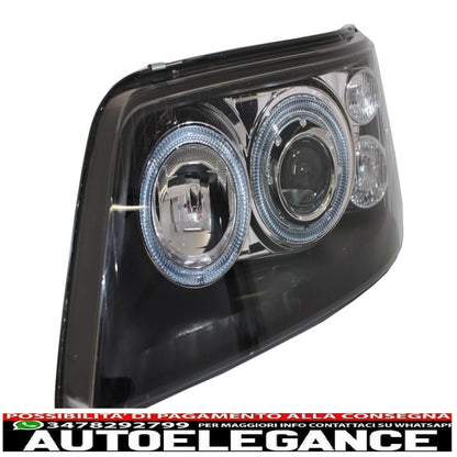 Double Halo Ring Headlights Suitable for VW Transporter T5 (04.2003-08.2009) Angel Eyes Black 