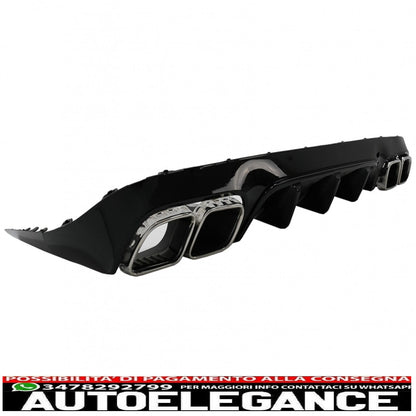 rear diffuser with exhaust tips suitable for mercedes e class c238 a238 amg sport line coupe cabrio (2016-2019) e63 design chrome edition
