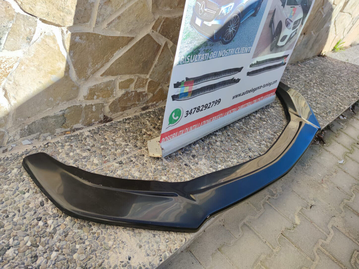MERCEDES A-CLASS W176 16-18 FRONT BUMPER SPOILER ABS BLACK SPLITTER