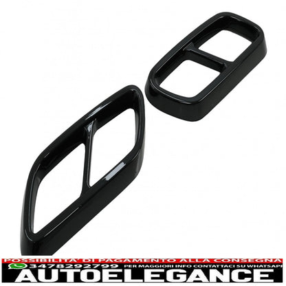 Muffler end frames suitable for mercedes c class w206 s206 sport line (2021-up) piano black