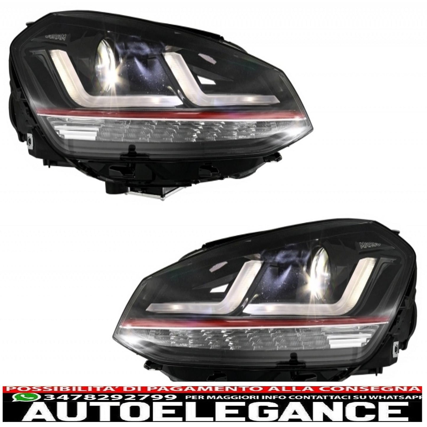 Fari osram full led con indicatori dinamici a specchio adatti per vw golf 7 vii (2012-2017) red gti upgrade xenon e alogena