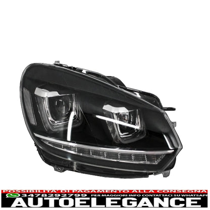 headlights suitable for vw golf 6 vi (2008-2013) golf 7 3d led drl u-design led chrome fluid cornering light 
