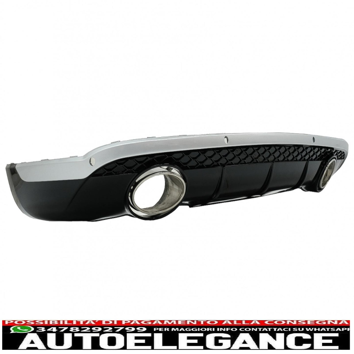 diffusore paraurti posteriore adatto per audi q5 8r (11.2008-2016) pianoforte nero cromato inserto design s-line