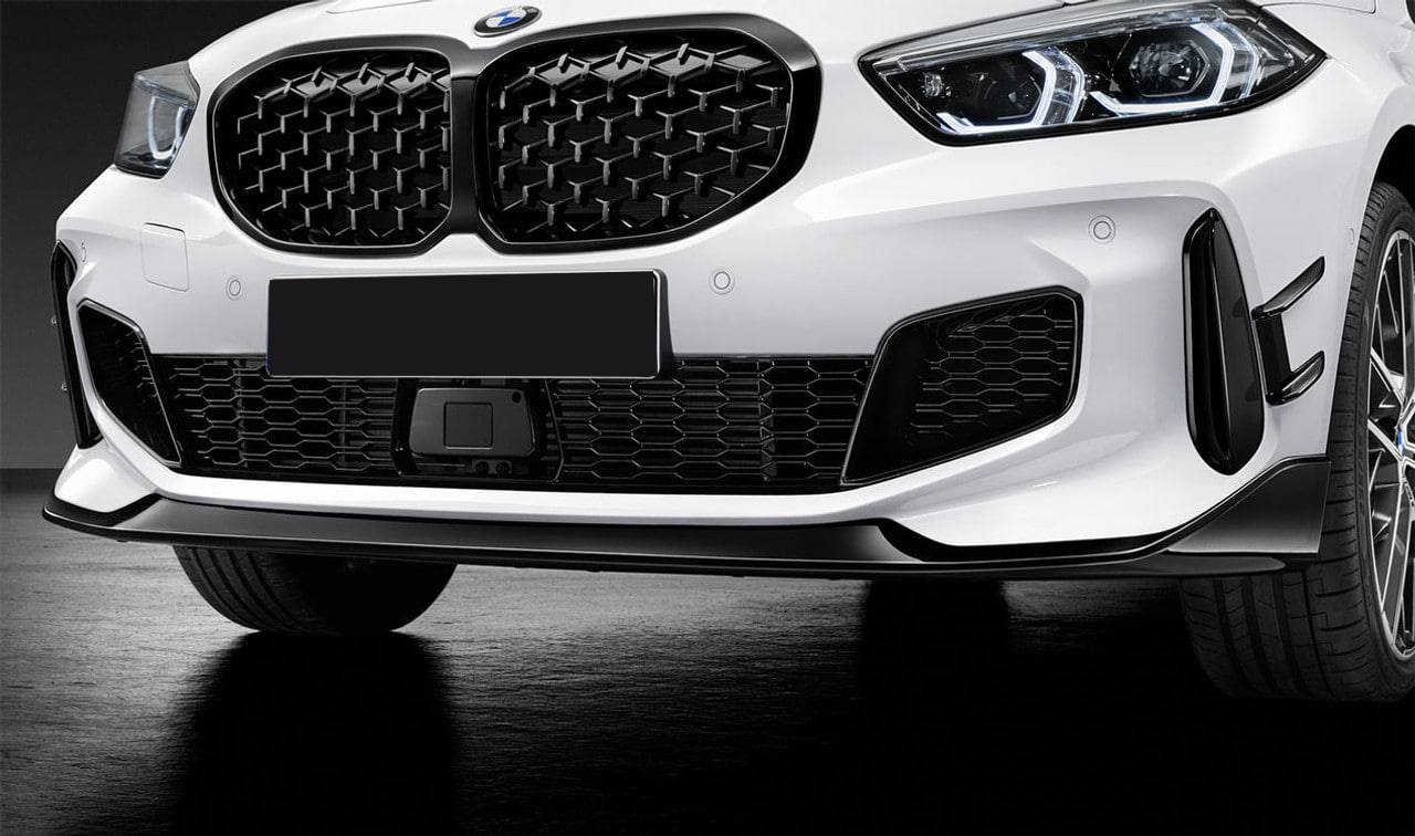 SPLITTER ADATTO PER BMW SERIE 1 F40 MSPORT LOOK NERO LUCIDO CON BAFFI