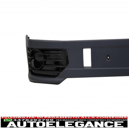 Front bumper spoiler additional with LED daytime running lights suitable for VW Transporter Multivan Caravelle T5 T5.1 Facelift (2010-2015) and front grille without badge, Sportline design.