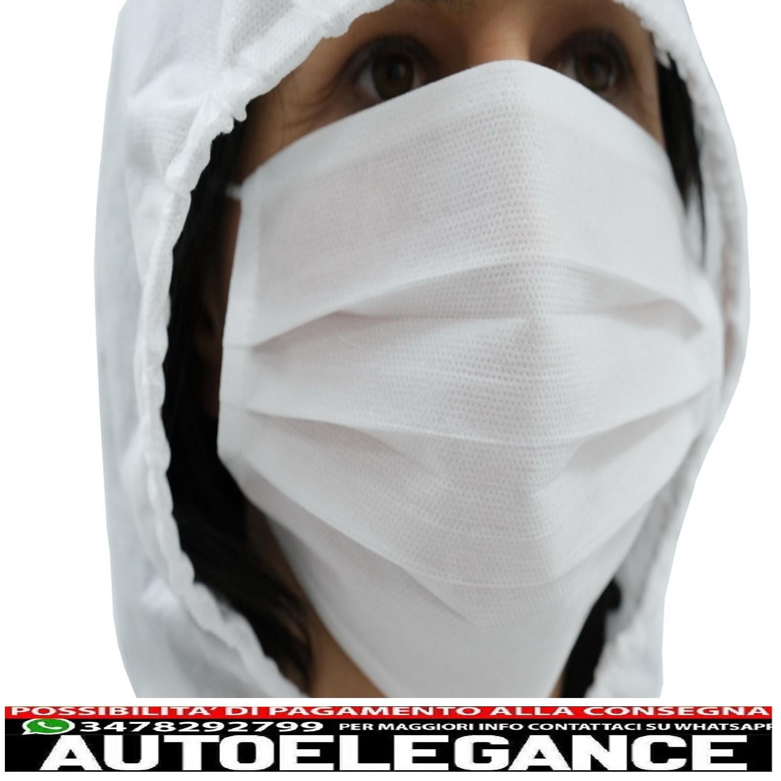 confezione da 50 mascherine con pieghe 100% polipropilene 2 strati unisex AUTOELEGANCERICAMBI