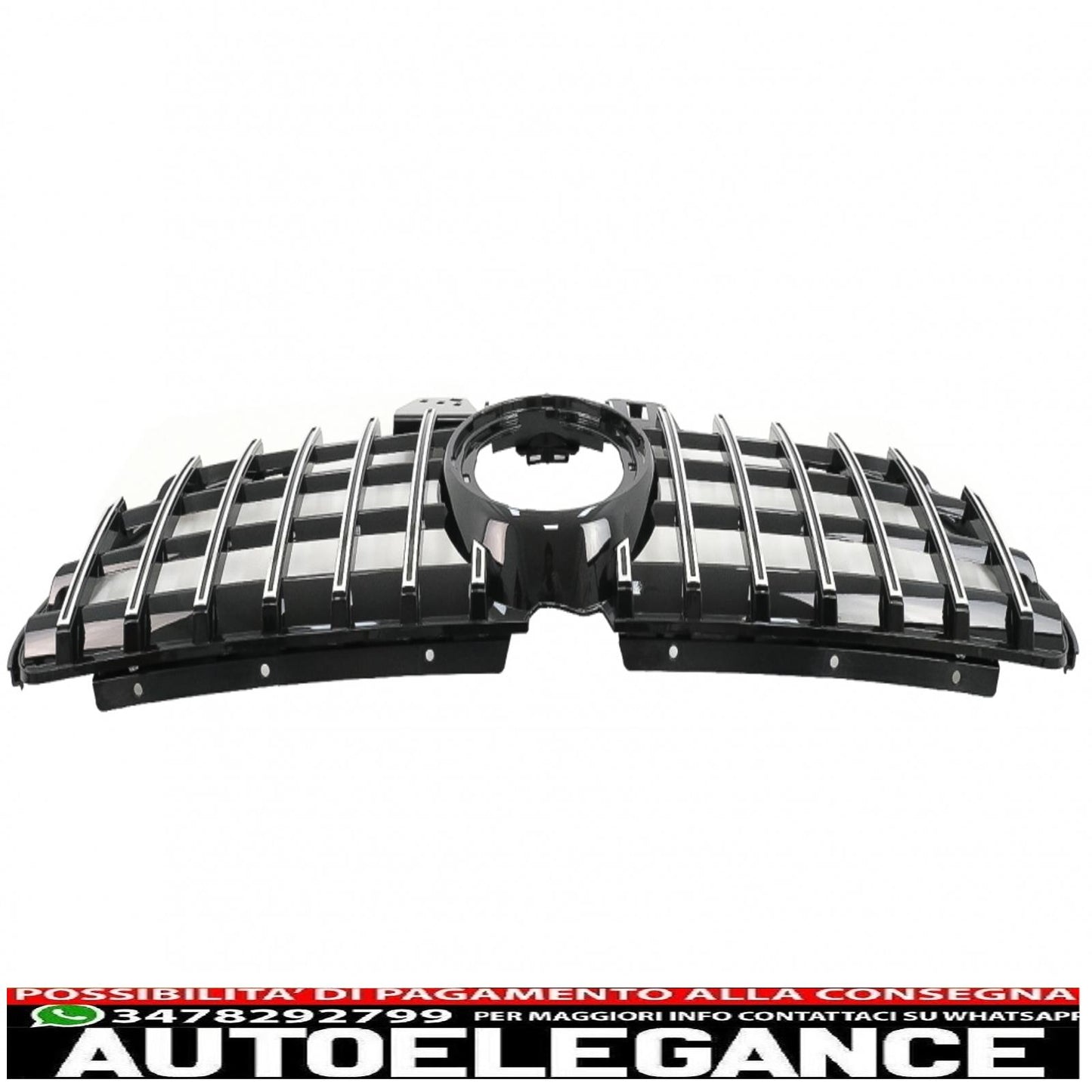 central grille suitable for mercedes v class w447 facelift (2020 onwards) gt r design panamericana black chrome