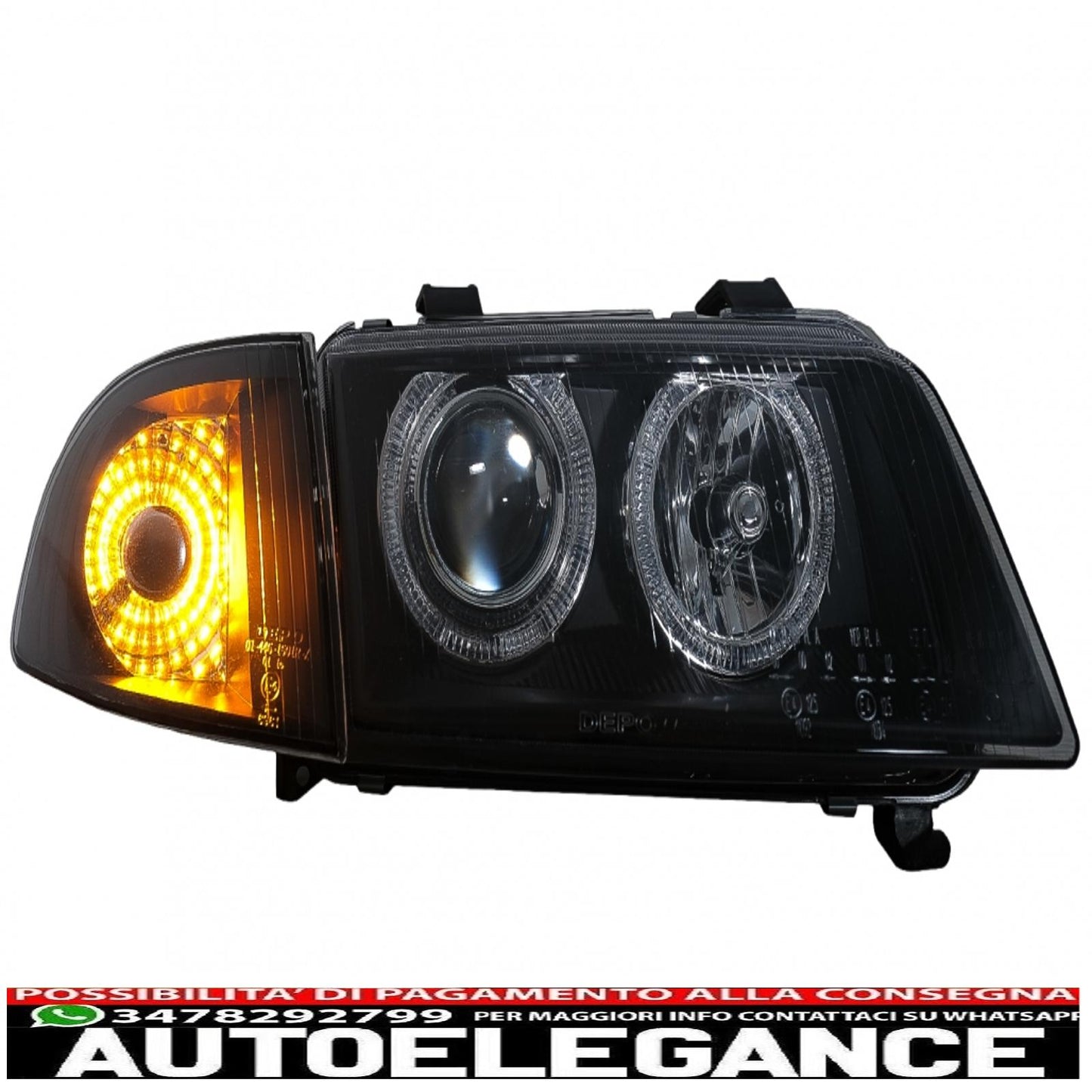headlights suitable for audi a4 b5 (11.1994-12.1998) angel eye 2 black halo rims