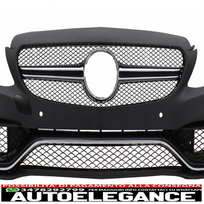 paraurti anteriore con diffusore posteriore e terminali di scarico pacchetto night black edition sport adatto per mercedes classe c w205 s205 (2014-2020) design c63