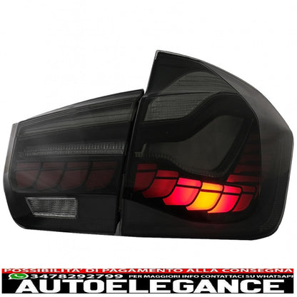 conversione dei fanali posteriori oled al design m4 adatti per bmw serie 3 f30 pre lci e lci (2011-2019) f35 f80 fumo rosso con luci di svolta sequenziali dinamiche AUTOELEGANCERICAMBI